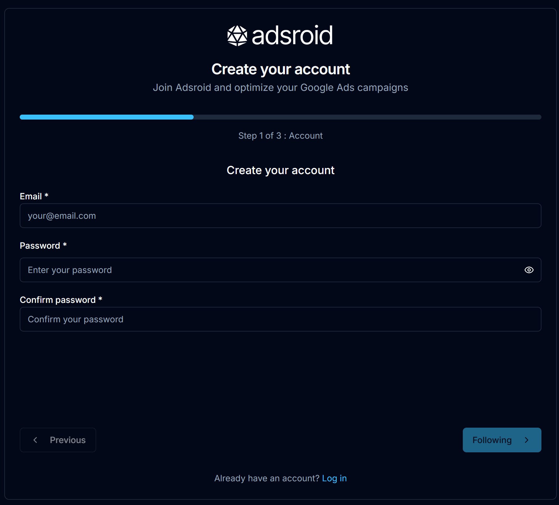 Creating Your Adsroid Account - Adsroid
