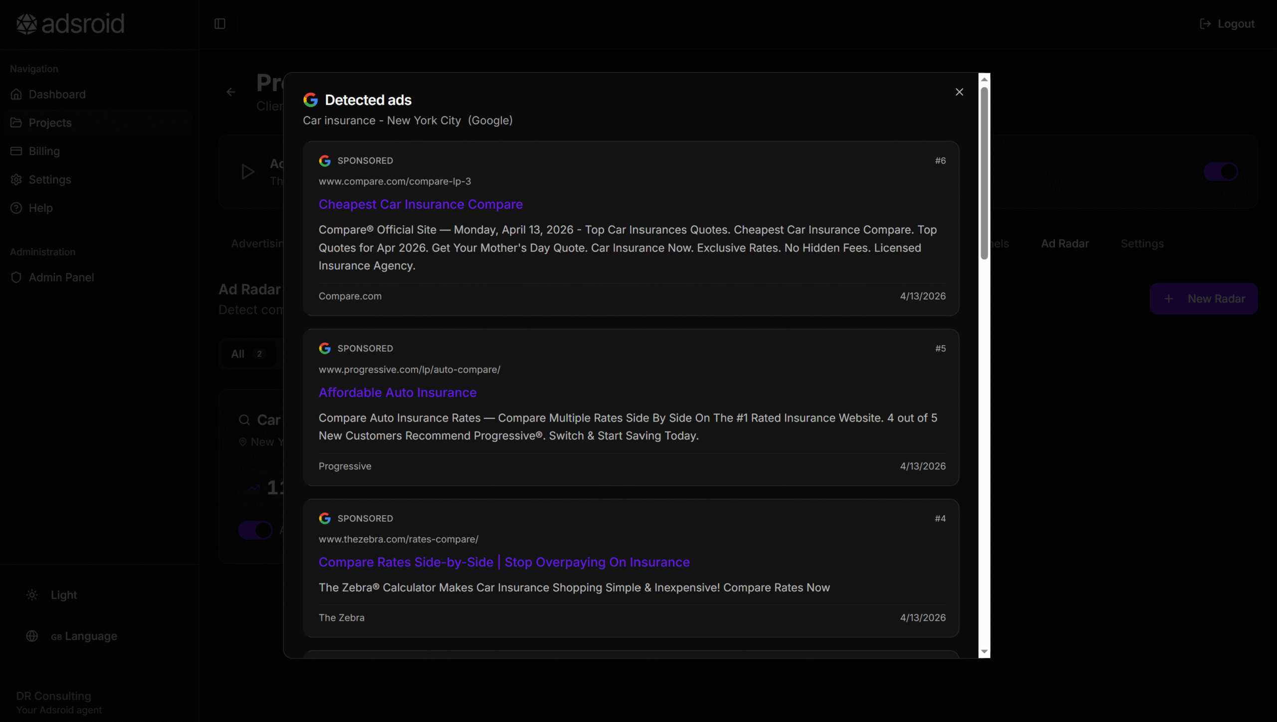 Ad Radar by Adsroid - Track every competitor ad on your keywords. Automatically